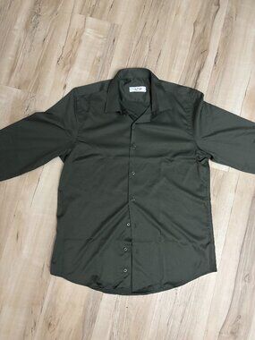 Sette Fratelli Slim Fit Dress Shirt Men’s Large Olive Green Button Up Sleeve